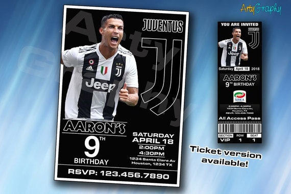 Juventus Invitation Ronaldo Birthday Invite Digital Item Etsy