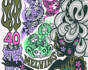 Melvins - 40th Anniversary (2023) silkscreened poster by Junko Mizuno