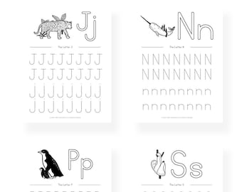 Alphabet Worksheets - Alphabet Tracing - Alphabet Practice - Printable Lessons - Phonics - Animal Worksheets - Preschool