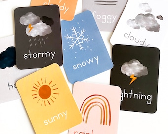 Weather Flashcards and Activities - Earth Science - Weather Cards - Montessori - Preschool - Kindergarten - Weather Chart - Printable Lesson