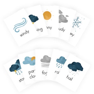 Weather Flashcards and Activities - Earth Science - Weather Cards - Montessori - Preschool - Kindergarten - Curriculum - Printable Lessons