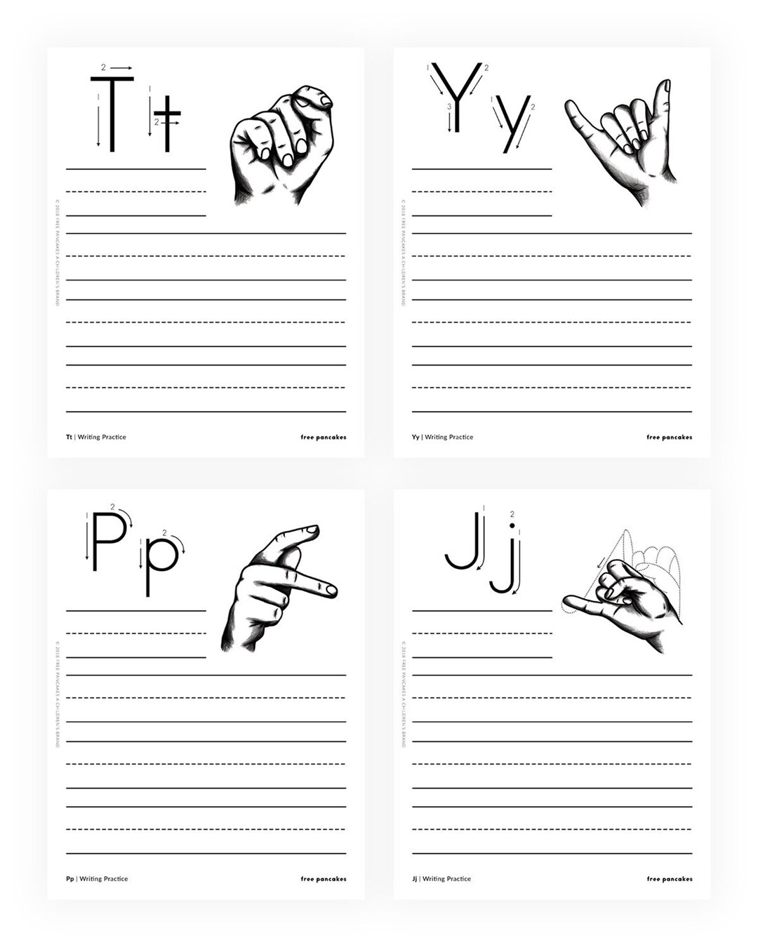 Sign Language Fingerspelling Printable Worksheets ASL Sign Etsy