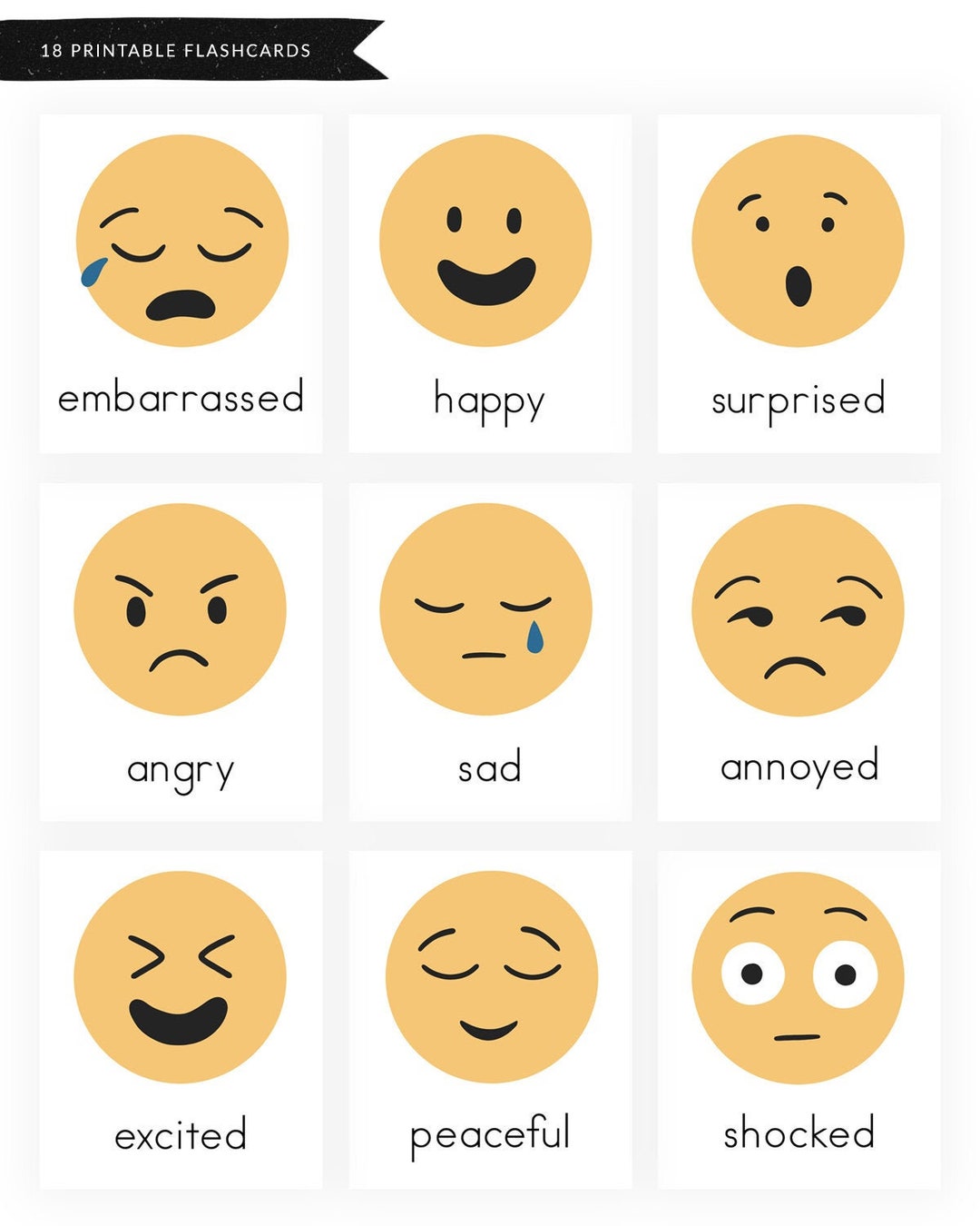 Emotions And Feelings Printable Worksheets Emotions Flashcards Feelings Flashcards Emoji