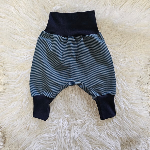 Pumphose Baby Gr.62/68 Kuschelhose Soft Sweat gestreift Babyhose Kinderhose Mitwachshose Schlupfhose Streifen unisex Lybstes Geschenk Baby