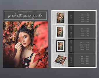 Photography Pricing Template | Photography Price Sheet Template | Photography Price Guide | Price List Template | Photography Pricing Guide