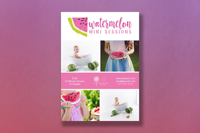 Photoshop Template | Watermelon Mini Session Template | Summer Template ...
