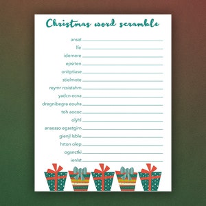 Christmas Word Scramble | Printable Christmas Game | Christmas Printable | Christmas Game | Word Scramble Game | Word Scramble | Game