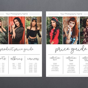 Photography Pricing Template | Photography Price Sheet Template | Photography Price Guide | Price List Template | Photography Pricing Guide