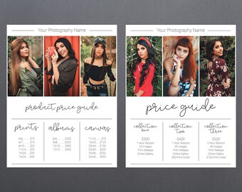 Photography Pricing Template | Photography Price Sheet Template | Photography Price Guide | Price List Template | Photography Pricing Guide