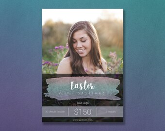 Watercolor Photoshop Template | Easter Mini Session Template | Easter Template | Photography Template | Easter Minis | Easter Minis Template