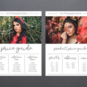 Photography Pricing Template | Photography Price Sheet Template | Photography Price Guide | Price List Template | Photography Pricing Guide