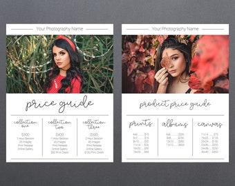 Photography Pricing Template | Photography Price Sheet Template | Photography Price Guide | Price List Template | Photography Pricing Guide