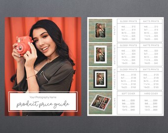 Photography Pricing Template | Photography Price Sheet Template | Photography Price Guide | Price List Template | Photography Pricing Guide