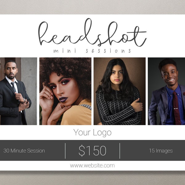 Photoshop Template | Headshot Mini Session Template | Headshot Photo Template | Headshot Template | Headshot Sessions | Headshot Minis