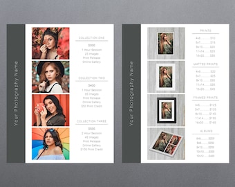 Modèle de tarification de photographie | Modèle de feuille de prix de photographie | Guide des prix de la photographie | Modèle de liste de prix | Guide des tarifs de la photographie