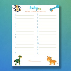 Baby ABC Game | Baby Shower ABC Game | ABC Game | Baby Shower Game | Baby Word Game | Baby Shower Games | Blue Baby Shower | Shower Games