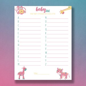 Baby ABC Game | Baby Shower ABC Game | ABC Game | Baby Shower Game | Baby Word Game | Baby Shower Games | Pink Baby Shower | Shower Games