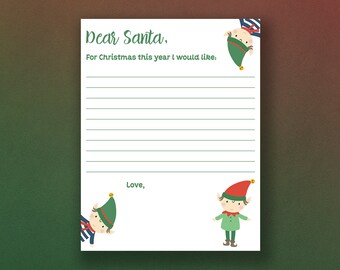 Letter To Santa | Santa Letter | Elf Stationary | Christmas Wish List | Christmas Stationary | Note To Santa | Christmas Letter | Elf