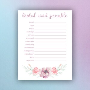 Bridal Shower Word Scramble Game | Printable Bridal Shower Game | Bridal Shower Printable | Bridal Shower Game | Word Scramble | Game