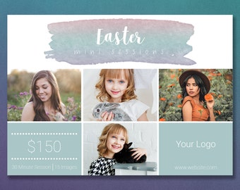 Watercolor Photoshop Template | Easter Mini Session Template | Easter Template | Photography Template | Easter Minis | Easter Minis Template