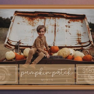 Pumpkin Patch Mini Session Template | Halloween-Vorlage | Kürbis Aufnäher Minis | Kürbis Aufnäher Marketing Vorlage | Kürbis Aufnäher Sessions