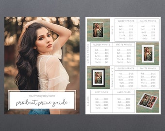 Photography Pricing Template | Photography Price Sheet Template | Photography Price Guide | Price List Template | Photography Pricing Guide
