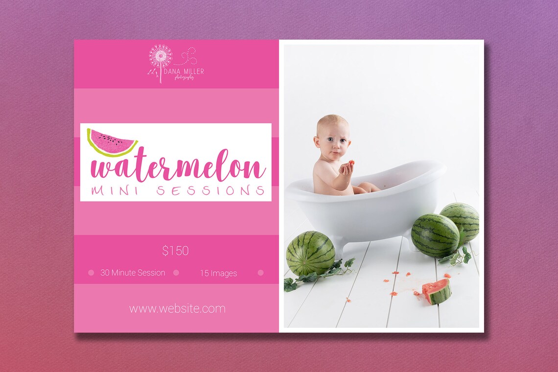 Photoshop Template | Watermelon Mini Session Template | Photography ...