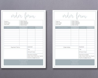 Order Form Template | Business Order Form | Photography Order Form Template | Printable Order Form | Photography Form | Receipt Template