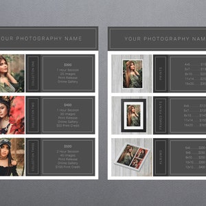 Photography Pricing Template | Photography Price Sheet Template | Photography Price Guide | Price List Template | Photography Pricing Guide