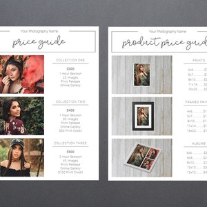 Photography Pricing Template | Photography Price Sheet Template | Photography Price Guide | Price List Template | Photography Pricing Guide