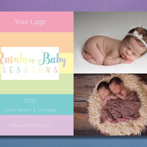 Photoshop Template | Rainbow Baby Session Template | Photography Template | Marketing Template | Rainbow Baby | Rainbow Template | Newborn