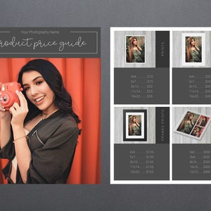 Photography Pricing Template | Photography Price Sheet Template | Photography Price Guide | Price List Template | Photography Pricing Guide