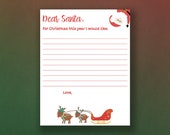 Letter To Santa | Santa Letter | Printable Letter To Santa | Christmas Wish List | Christmas Stationary |  Note To Santa | Christmas Letter