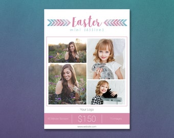 Watercolor Photoshop Template | Easter Mini Session Template | Easter Template | Photography Template | Easter Minis | Easter Minis Template