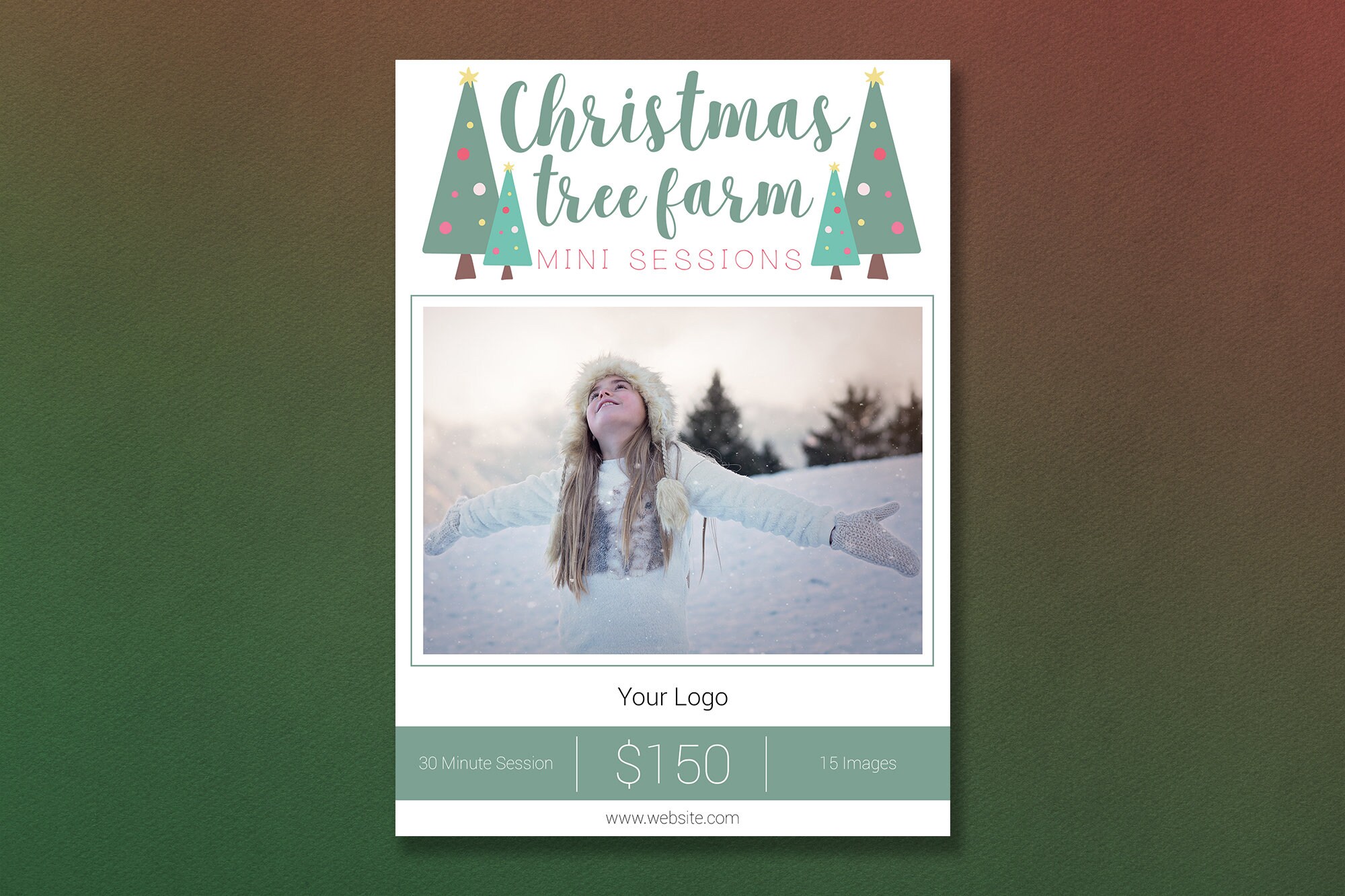 Photoshop Template | Christmas Tree Farm Mini Session Template ...