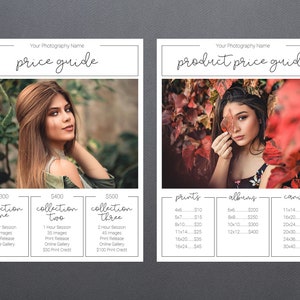 Photography Pricing Template | Photography Price Sheet Template | Photography Price Guide | Price List Template | Photography Pricing Guide