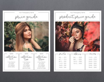 Photography Pricing Template | Photography Price Sheet Template | Photography Price Guide | Price List Template | Photography Pricing Guide