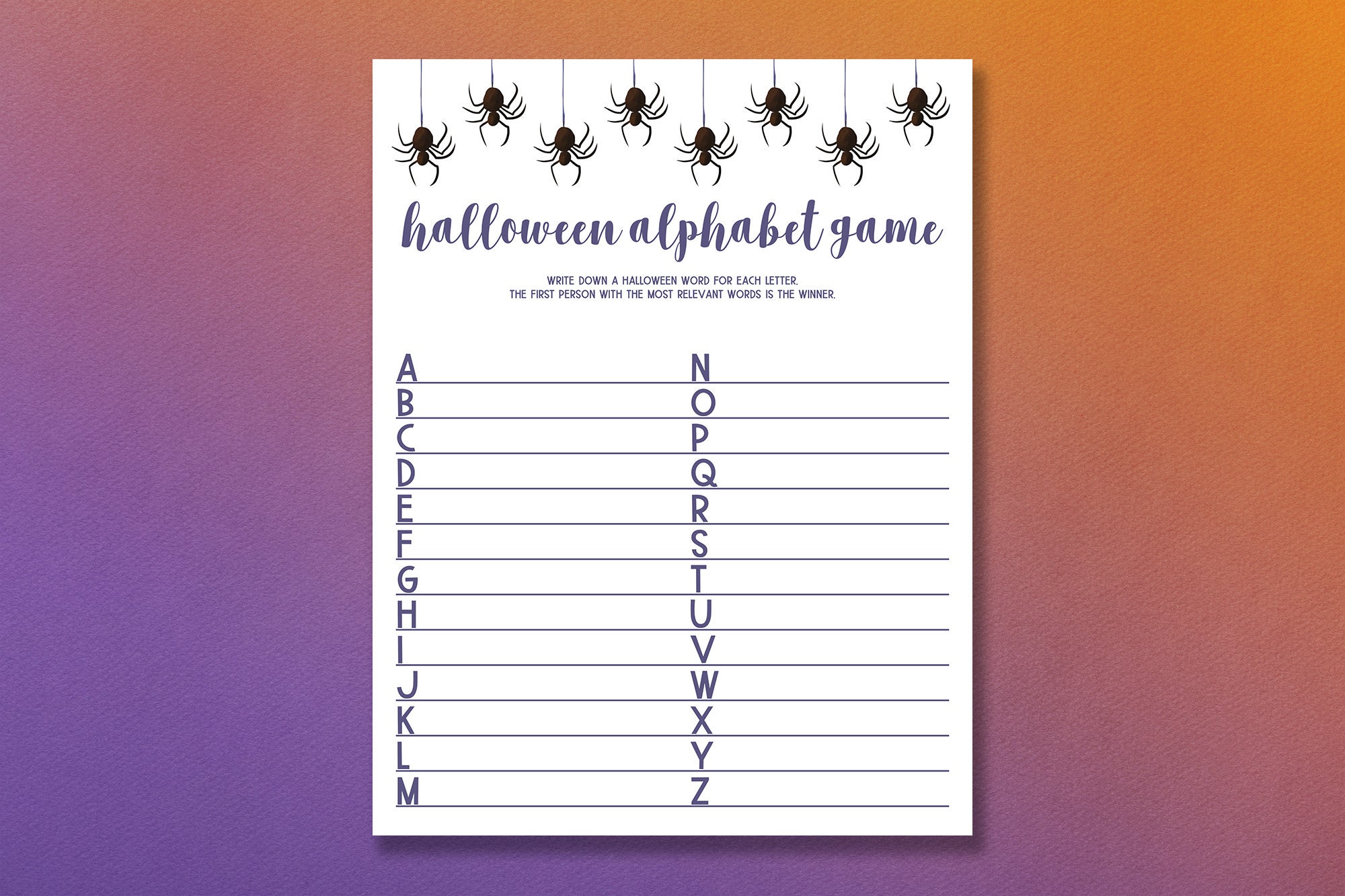 Halloween Alphabet Game Printable Halloween Game Halloween - Etsy