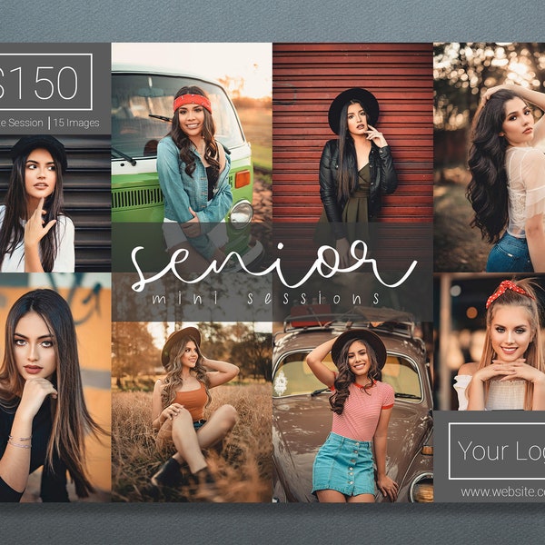 Photoshop Template | Senior Mini Session Template | Senior Template | Photography Template | Senior Session Template | Senior Sessions