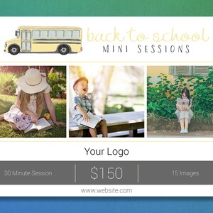 Photoshop Template | Back To School Mini Session Template | Photography Template | Mini Session Template | Marketing Template | Blog Board