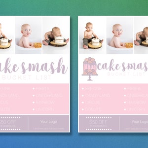 Cake Smash Bucket List Template | Cake Smash Template | Photoshop Template | Cake Smash Marketing Template | Cake Smash Bucket List | PSD