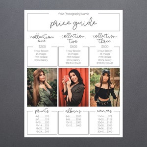 Photography Pricing Template | Photography Price Sheet Template | Photography Price Guide | Price List Template | Photography Pricing Guide