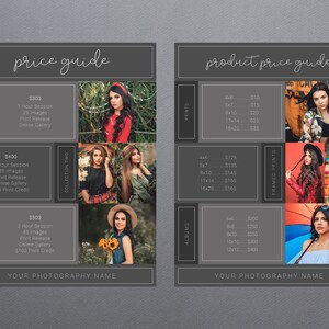 Photography Pricing Template | Photography Price Sheet Template | Photography Price Guide | Price List Template | Photography Pricing Guide