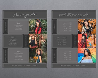 Photography Pricing Template | Photography Price Sheet Template | Photography Price Guide | Price List Template | Photography Pricing Guide
