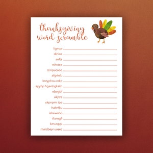 Thanksgiving Word Scramble | Printable Thanksgiving Game | Thanksgiving Printable | Thanksgiving Game | Word Scramble Game | Word Scramble
