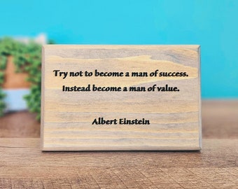 Albert Einstein Quote Wood Sign: Inspirational Rustic Home Decor