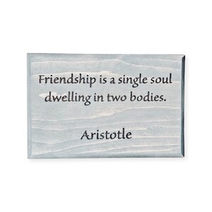 Aristotle Quote Wooden Sign - Friendship Is A Single Soul Dwelling In Two Bodies - Philosophy Decor, Greek Decor, Ancient Greece Maxim