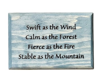 Furinkazan - Sun Tzu The Art of War - Swift as the Wind Calm As the Forest Fierce as the Fire - Wooden Sign Decor, Battle Standard