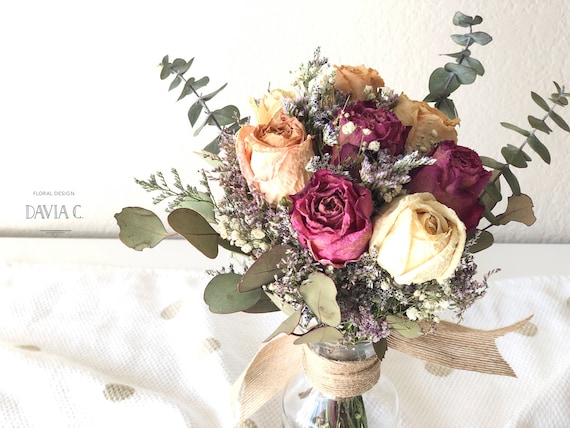Bouquet De Fleurs Séchées Avec Vase Fleur Séchée Arrangementeucalyptusblancrose Rosebaby Breathdecormamanfemmefloral Cadeau