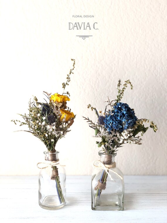 2 Mini Dried Flower Tabletop With Glass Vase For Etsy